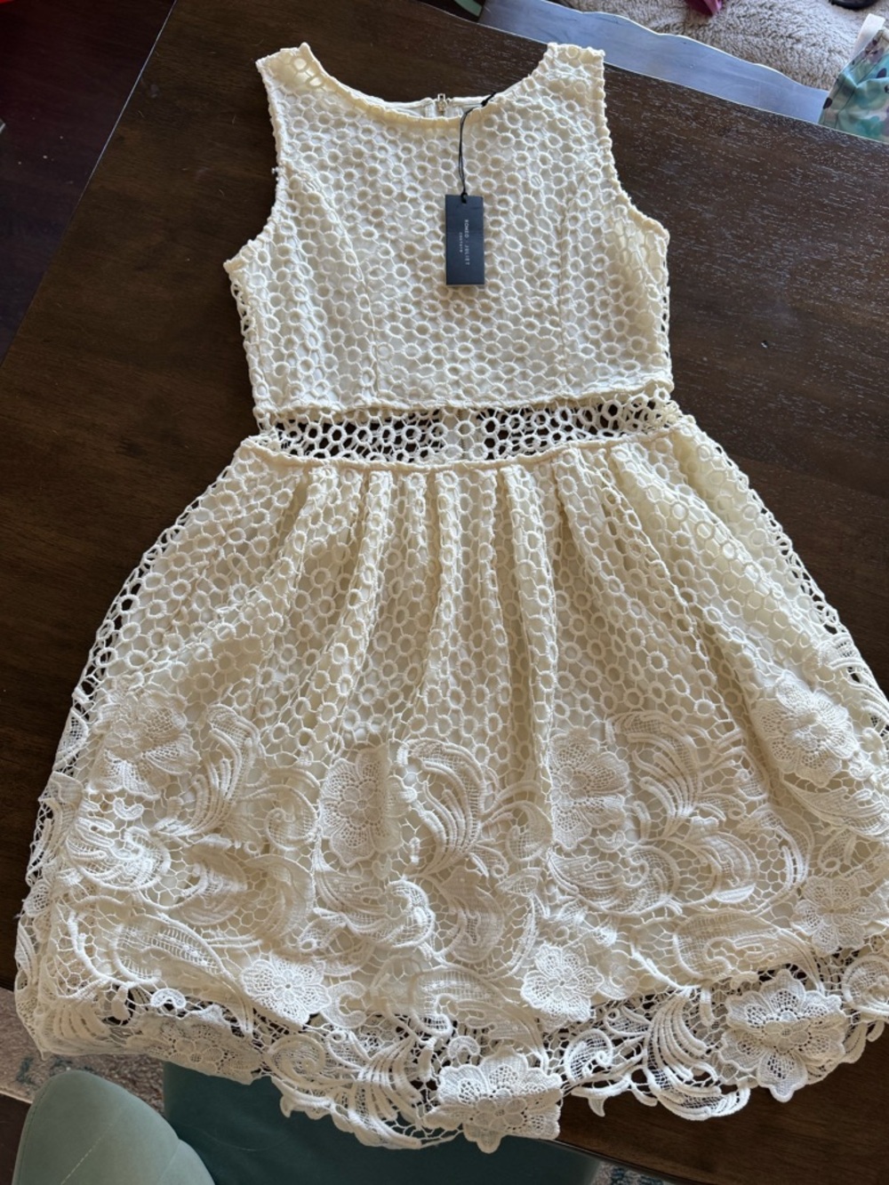 Cream Lace Fit-and-Flare Dress